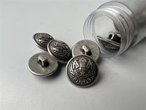 Knap - kongeligt look i sølv, 19 mm